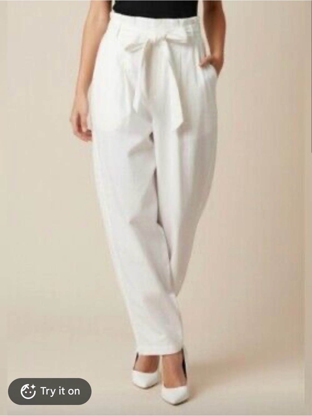 Madewell White Paperbag Tie-Waist Trousers